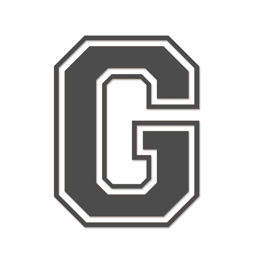 Applicable Pun Varsity Letter G - Vinyl Decal for Outdoor Use on Cars, ATV, Boats, Windows and More - Dark Grey 5 Inches Tall