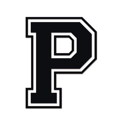 Applicable Pun Varsity Letter P - Vinyl Decal for Outdoor Use on Cars, ATV, Boats, Windows and More - Black 4 Inches Tall
