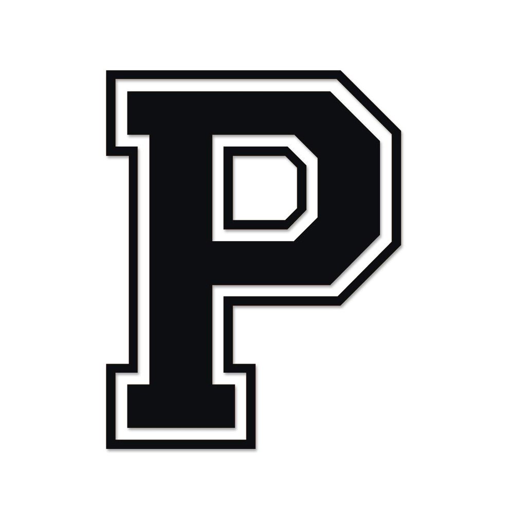Applicable Pun Varsity Letter P - Vinyl Decal for Outdoor Use on Cars, ATV, Boats, Windows and More - Black 4 Inches Tall