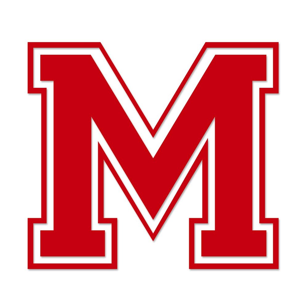 Applicable Pun Varsity Letter M - Vinyl Decal for Outdoor Use on Cars, ATV, Boats, Windows and More - Red 4 Inches Tall