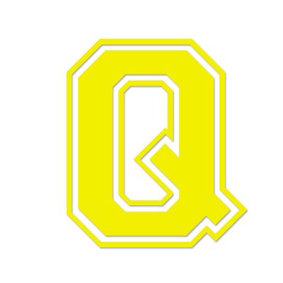 Applicable Pun Varsity Letter Q - Vinyl Decal for Outdoor Use on Cars, ATV, Boats, Windows and More - Yellow 6 Inches Tall