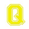 Applicable Pun Varsity Letter Q - Vinyl Decal for Outdoor Use on Cars, ATV, Boats, Windows and More - Yellow 6 Inches Tall view 1