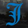 Applicable Pun Old English Letter J - Vinyl Decal for Outdoor Use on Cars, ATV, Boats, Windows and More - Sky Blue 10 Inches Tall view 2