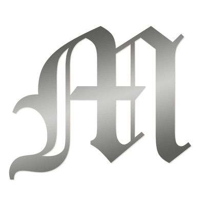 Applicable Pun Old English Letter M - Vinyl Decal for Outdoor Use on Cars, ATV, Boats, Windows and More - Silver 4 Inches Tall
