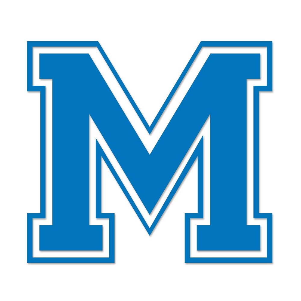 Applicable Pun Varsity Letter M - Vinyl Decal for Outdoor Use on Cars, ATV, Boats, Windows and More - Sky Blue 3 Inches Tall