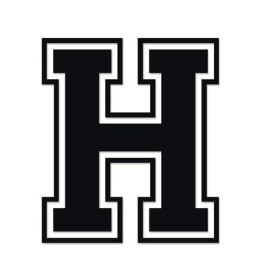 Applicable Pun Varsity Letter H - Vinyl Decal for Outdoor Use on Cars, ATV, Boats, Windows and More - Black 3 Inches Tall