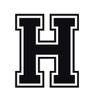 Applicable Pun Varsity Letter H - Vinyl Decal for Outdoor Use on Cars, ATV, Boats, Windows and More - Black 3 Inches Tall view 1