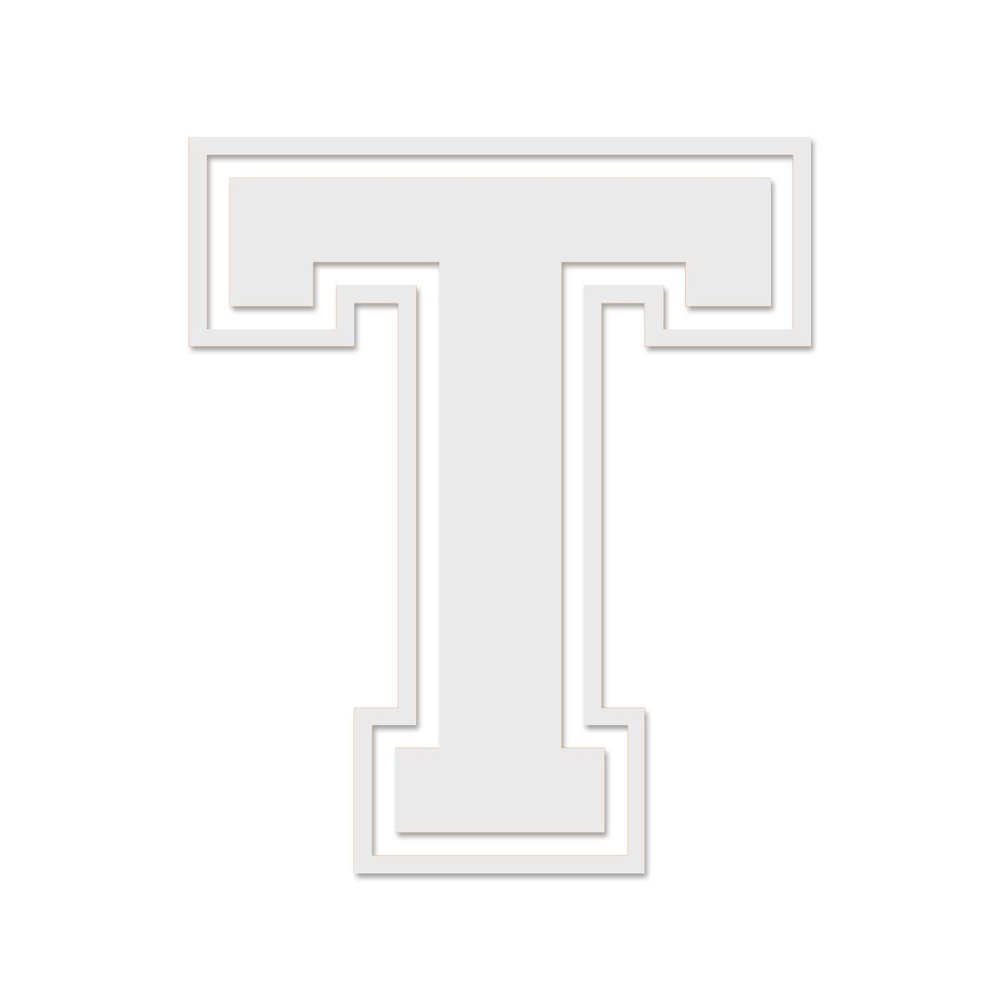 Applicable Pun Varsity Letter T - Vinyl Decal for Outdoor Use on Cars, ATV, Boats, Windows and More - White 3 Inches Tall
