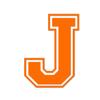 Applicable Pun Varsity Letter J - Vinyl Decal for Outdoor Use on Cars, ATV, Boats, Windows and More - Orange 3 Inches Tall view 1