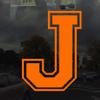Applicable Pun Varsity Letter J - Vinyl Decal for Outdoor Use on Cars, ATV, Boats, Windows and More - Orange 3 Inches Tall view 2