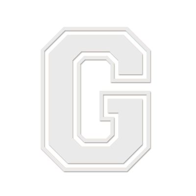 Applicable Pun Varsity Letter G - Vinyl Decal for Outdoor Use on Cars, ATV, Boats, Windows and More - White 4 Inches Tall