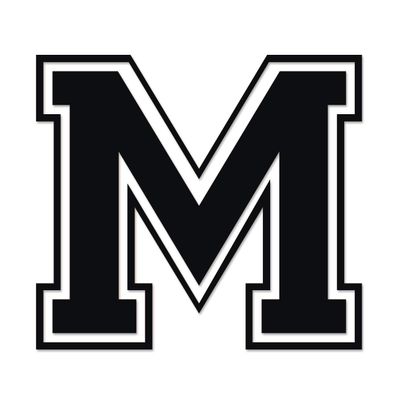 Applicable Pun Varsity Letter M - Vinyl Decal for Outdoor Use on Cars, ATV, Boats, Windows and More - Black 3 Inches Tall