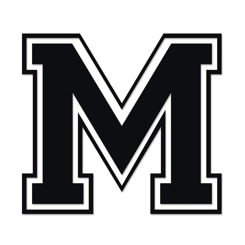 Applicable Pun Varsity Letter M - Vinyl Decal for Outdoor Use on Cars, ATV, Boats, Windows and More - Black 3 Inches Tall
