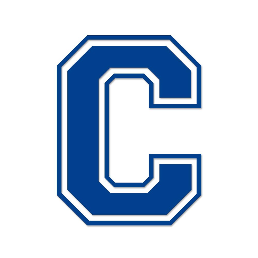 Applicable Pun Varsity Letter C - Vinyl Decal for Outdoor Use on Cars, ATV, Boats, Windows and More - Blue 4 Inches Tall