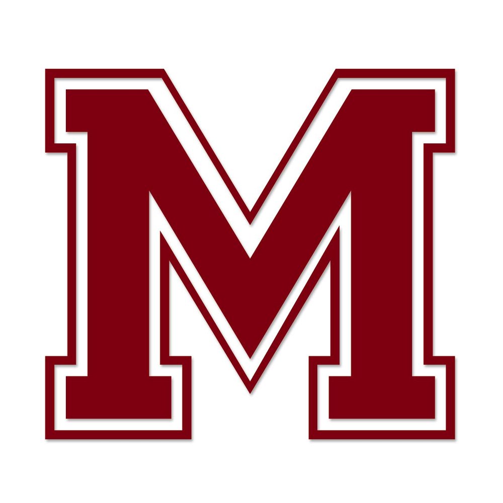 Applicable Pun Varsity Letter M - Vinyl Decal for Outdoor Use on Cars, ATV, Boats, Windows and More - Burgundy 4 Inches Tall