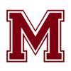 Applicable Pun Varsity Letter M - Vinyl Decal for Outdoor Use on Cars, ATV, Boats, Windows and More - Burgundy 4 Inches Tall view 1
