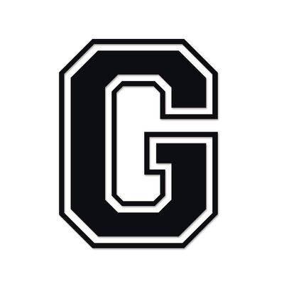 Applicable Pun Varsity Letter G - Vinyl Decal for Outdoor Use on Cars, ATV, Boats, Windows and More - Black 4 Inches Tall