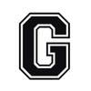 Applicable Pun Varsity Letter G - Vinyl Decal for Outdoor Use on Cars, ATV, Boats, Windows and More - Black 4 Inches Tall view 1