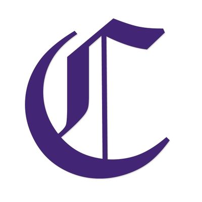Applicable Pun Old English Letter C - Vinyl Decal for Outdoor Use on Cars, ATV, Boats, Windows and More - Purple 4 Inches Tall