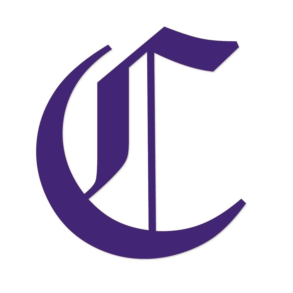 Applicable Pun Old English Letter C - Vinyl Decal for Outdoor Use on Cars, ATV, Boats, Windows and More - Purple 4 Inches Tall