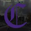 Applicable Pun Old English Letter C - Vinyl Decal for Outdoor Use on Cars, ATV, Boats, Windows and More - Purple 4 Inches Tall view 2