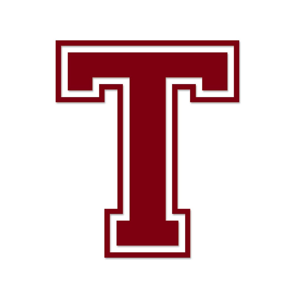 Applicable Pun Varsity Letter T - Vinyl Decal for Outdoor Use on Cars, ATV, Boats, Windows and More - Burgundy 4 Inches Tall