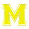 Applicable Pun Varsity Letter M - Vinyl Decal for Outdoor Use on Cars, ATV, Boats, Windows and More - Yellow 3 Inches Tall view 1