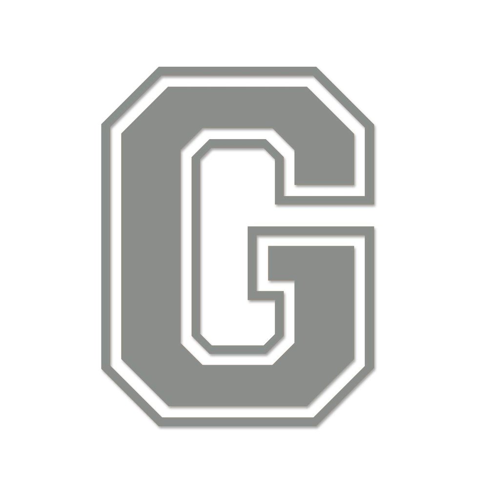 Applicable Pun Varsity Letter G - Vinyl Decal for Outdoor Use on Cars, ATV, Boats, Windows and More - Middle Grey 3 Inches Tall