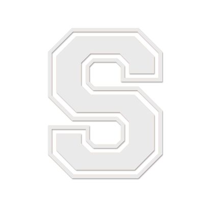 Applicable Pun Varsity Letter S - Vinyl Decal for Outdoor Use on Cars, ATV, Boats, Windows and More - White 4 Inches Tall