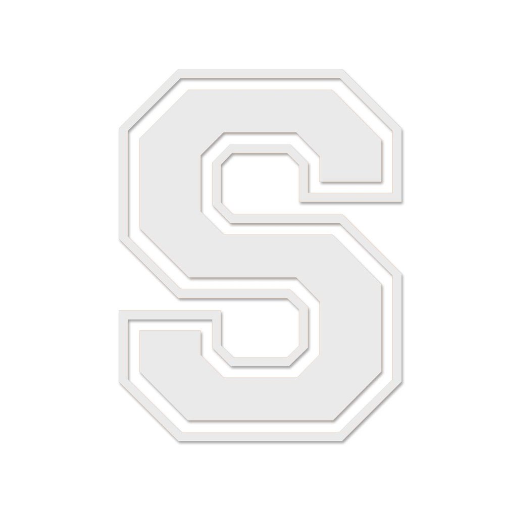 Applicable Pun Varsity Letter S - Vinyl Decal for Outdoor Use on Cars, ATV, Boats, Windows and More - White 4 Inches Tall