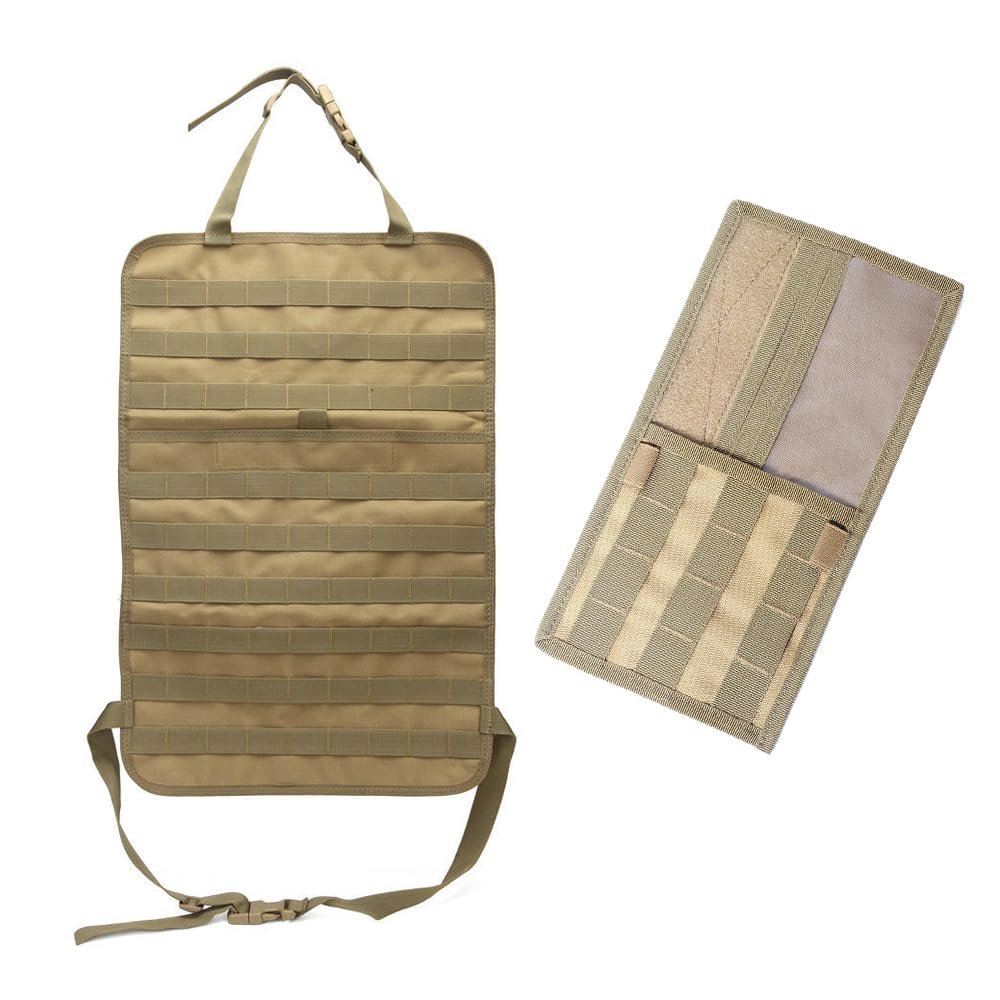 Tactical MOLLE Vehicle Sun Visor Panel with Molle Car Seat Back Organizer Set