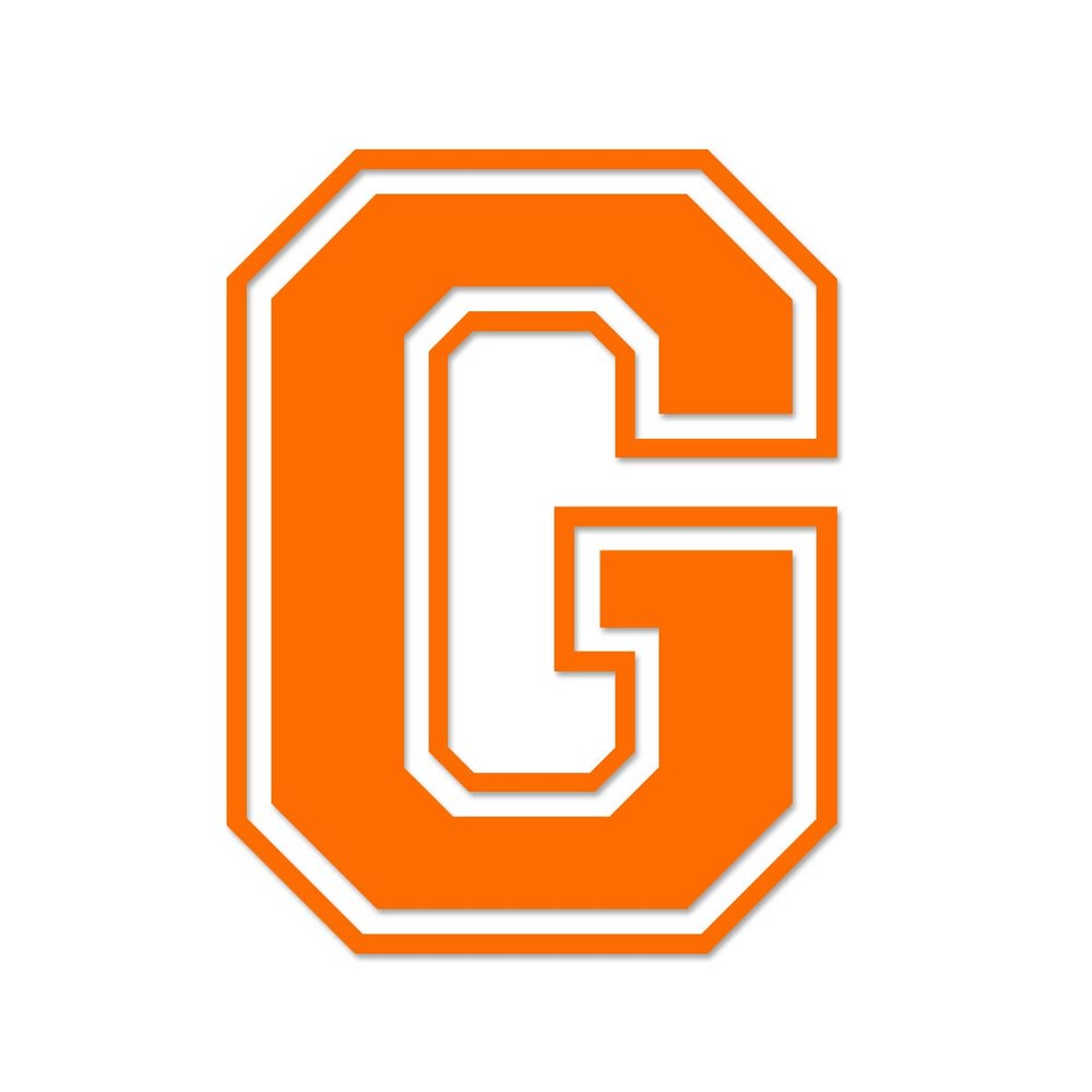 Applicable Pun Varsity Letter G - Vinyl Decal for Outdoor Use on Cars, ATV, Boats, Windows and More - Orange 4 Inches Tall