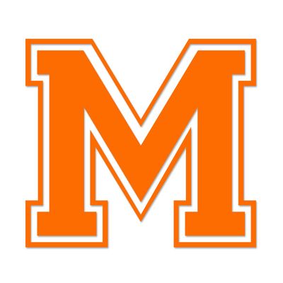 Applicable Pun Varsity Letter M - Vinyl Decal for Outdoor Use on Cars, ATV, Boats, Windows and More - Orange 6 Inches Tall