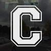 Applicable Pun Varsity Letter C - Vinyl Decal for Outdoor Use on Cars, ATV, Boats, Windows and More - White 3 Inches Tall view 2