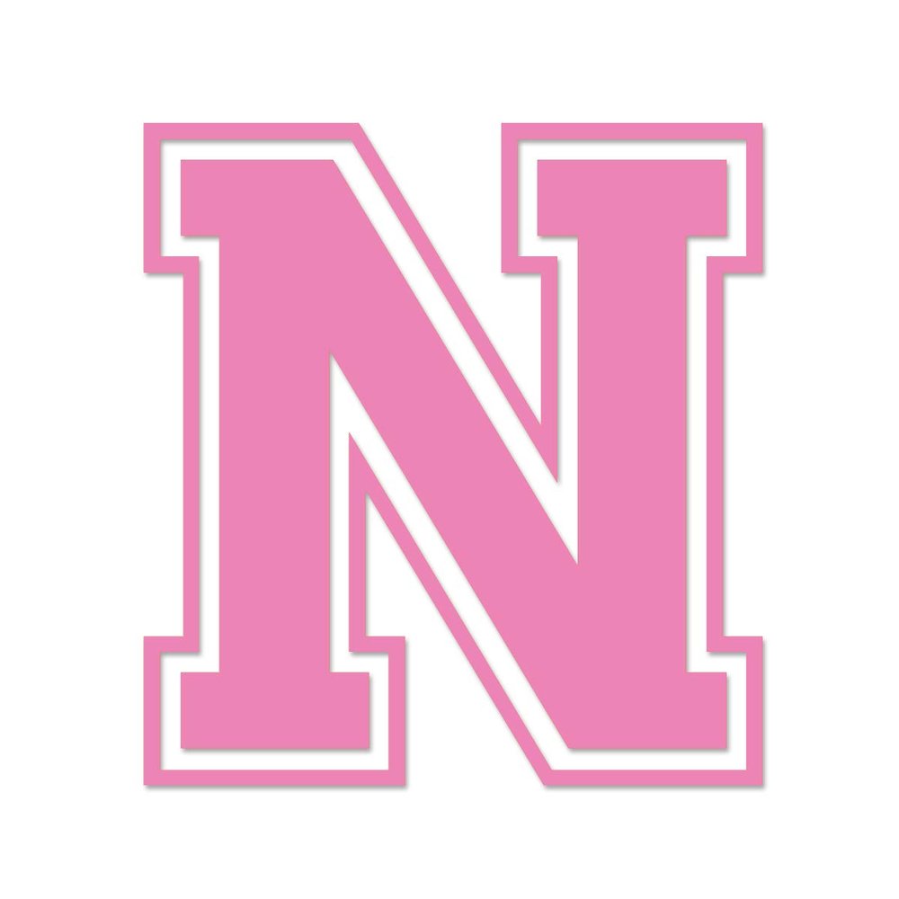 Applicable Pun Varsity Letter N - Vinyl Decal for Outdoor Use on Cars, ATV, Boats, Windows and More - Light Pink 3 Inches Tall