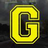 Applicable Pun Varsity Letter G - Vinyl Decal for Outdoor Use on Cars, ATV, Boats, Windows and More - Yellow 5 Inches Tall view 2