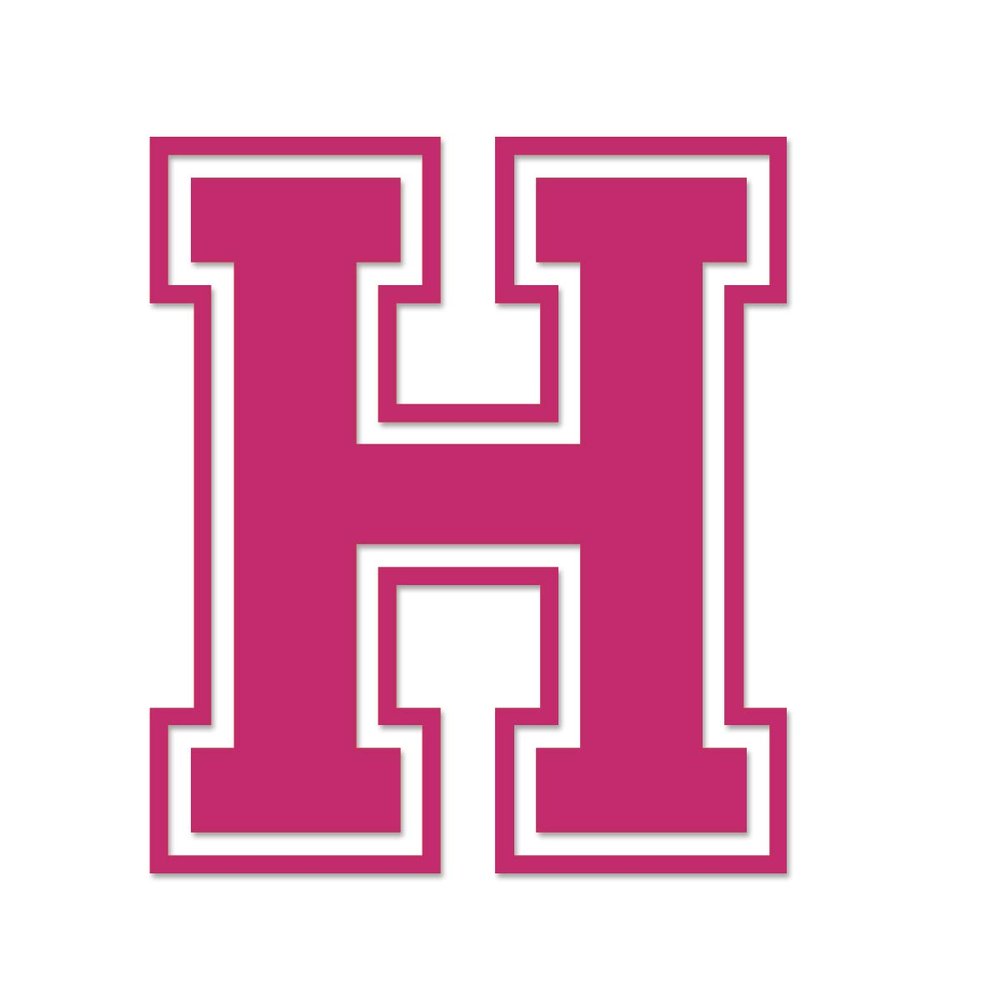 Applicable Pun Varsity Letter H - Vinyl Decal for Outdoor Use on Cars, ATV, Boats, Windows and More - Hot Pink (Magenta) 5 Inches Tall