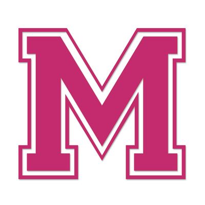 Applicable Pun Varsity Letter M - Vinyl Decal for Outdoor Use on Cars, ATV, Boats, Windows and More - Hot Pink (Magenta) 6 Inches Tall