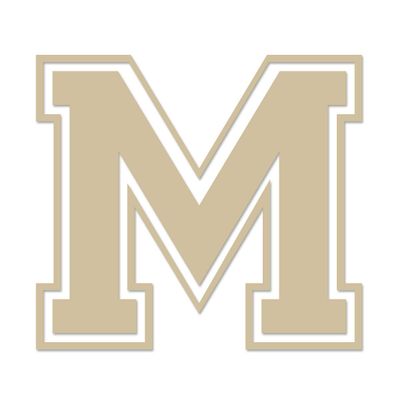 Applicable Pun Varsity Letter M - Vinyl Decal for Outdoor Use on Cars, ATV, Boats, Windows and More - Beige 4 Inches Tall
