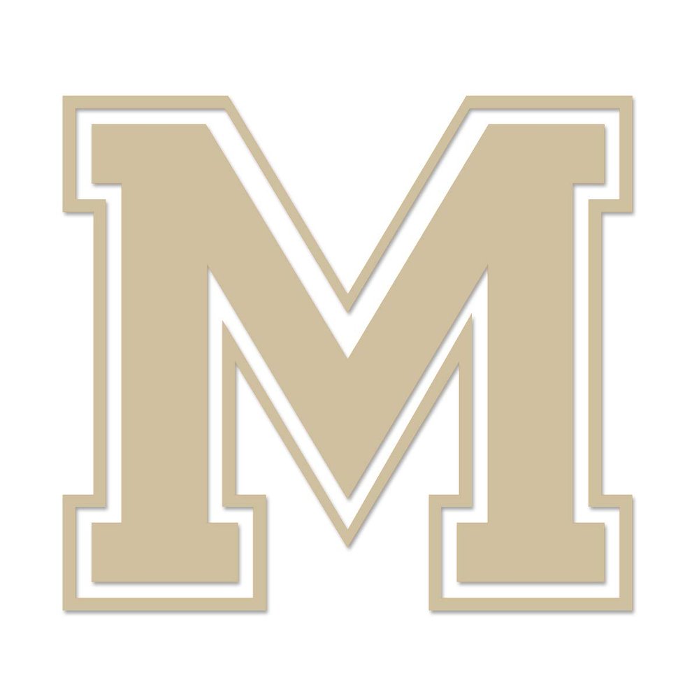 Applicable Pun Varsity Letter M - Vinyl Decal for Outdoor Use on Cars, ATV, Boats, Windows and More - Beige 4 Inches Tall