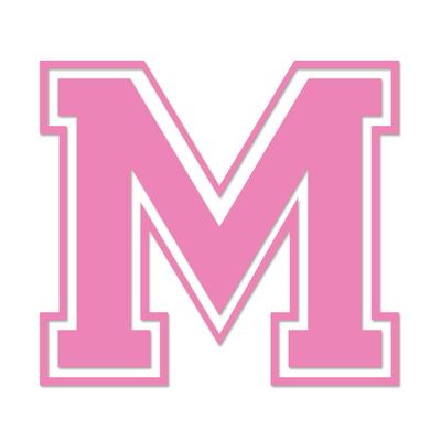 Applicable Pun Varsity Letter M - Vinyl Decal for Outdoor Use on Cars, ATV, Boats, Windows and More - Light Pink 3 Inches Tall