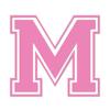 Applicable Pun Varsity Letter M - Vinyl Decal for Outdoor Use on Cars, ATV, Boats, Windows and More - Light Pink 3 Inches Tall view 1