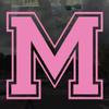 Applicable Pun Varsity Letter M - Vinyl Decal for Outdoor Use on Cars, ATV, Boats, Windows and More - Light Pink 3 Inches Tall view 2