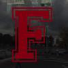 Applicable Pun Varsity Letter F - Vinyl Decal for Outdoor Use on Cars, ATV, Boats, Windows and More - Burgundy 5 Inches Tall view 2