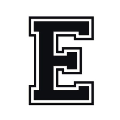 Applicable Pun Varsity Letter E - Vinyl Decal for Outdoor Use on Cars, ATV, Boats, Windows and More - Black 4 Inches Tall