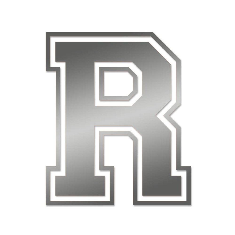 Applicable Pun Varsity Letter R - Vinyl Decal for Outdoor Use on Cars, ATV, Boats, Windows and More - Silver 6 Inches Tall