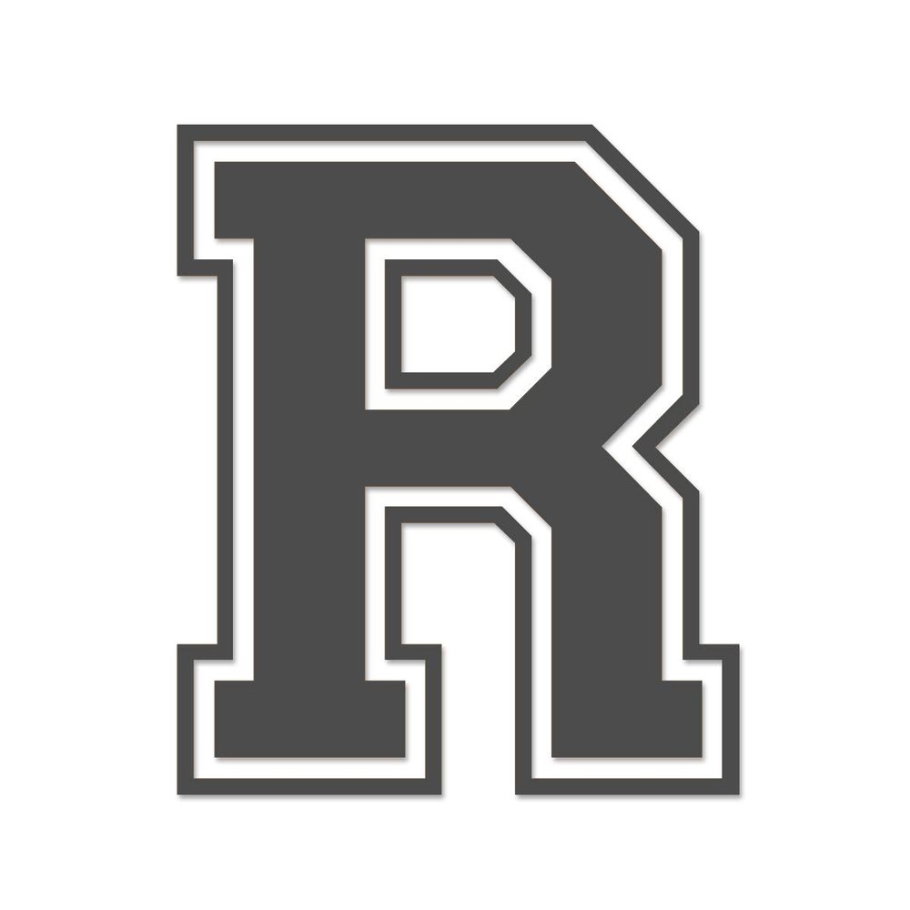 Applicable Pun Varsity Letter R - Vinyl Decal for Outdoor Use on Cars, ATV, Boats, Windows and More - Dark Grey 3 Inches Tall
