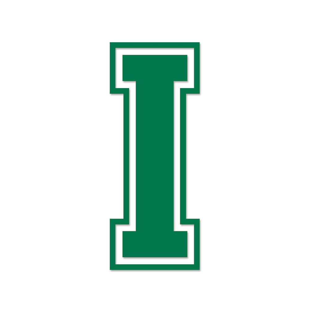 Applicable Pun Varsity Letter I - Vinyl Decal for Outdoor Use on Cars, ATV, Boats, Windows and More - Green 5 Inches Tall