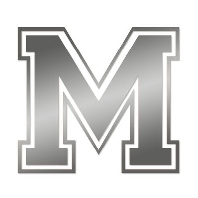 Applicable Pun Varsity Letter M - Vinyl Decal for Outdoor Use on Cars, ATV, Boats, Windows and More - Silver 3 Inches Tall