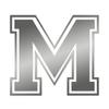Applicable Pun Varsity Letter M - Vinyl Decal for Outdoor Use on Cars, ATV, Boats, Windows and More - Silver 3 Inches Tall view 1